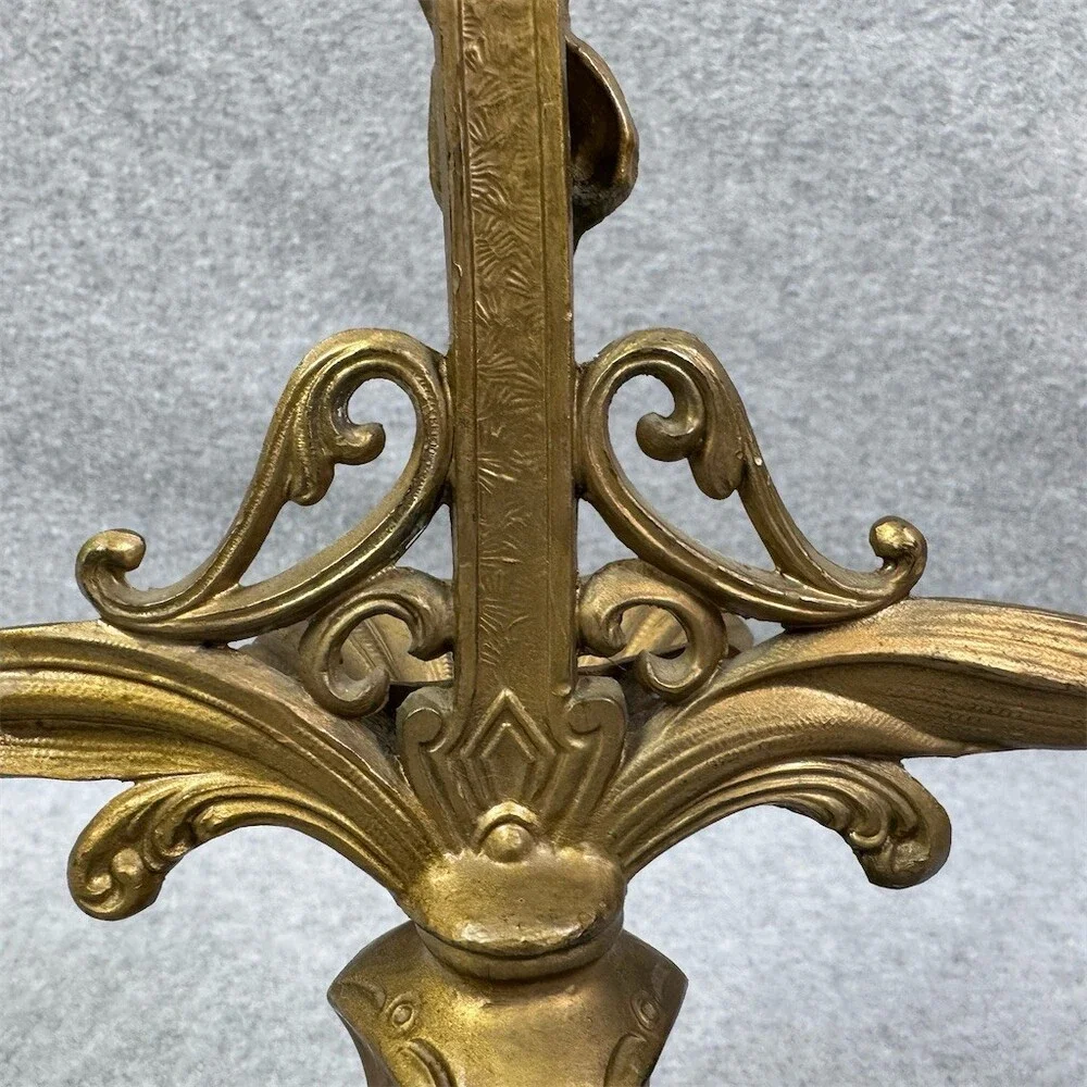 Vintage Crucifix Last Rites Altar Candelabra Double Taper Candle Holder